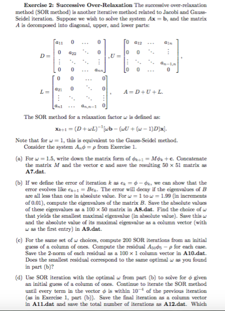 The Successive Over-relaxation Method (SOR Method)... | Chegg.com