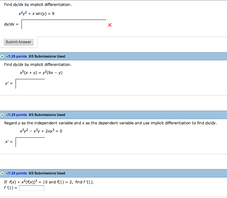 Implicit differentiation homework help