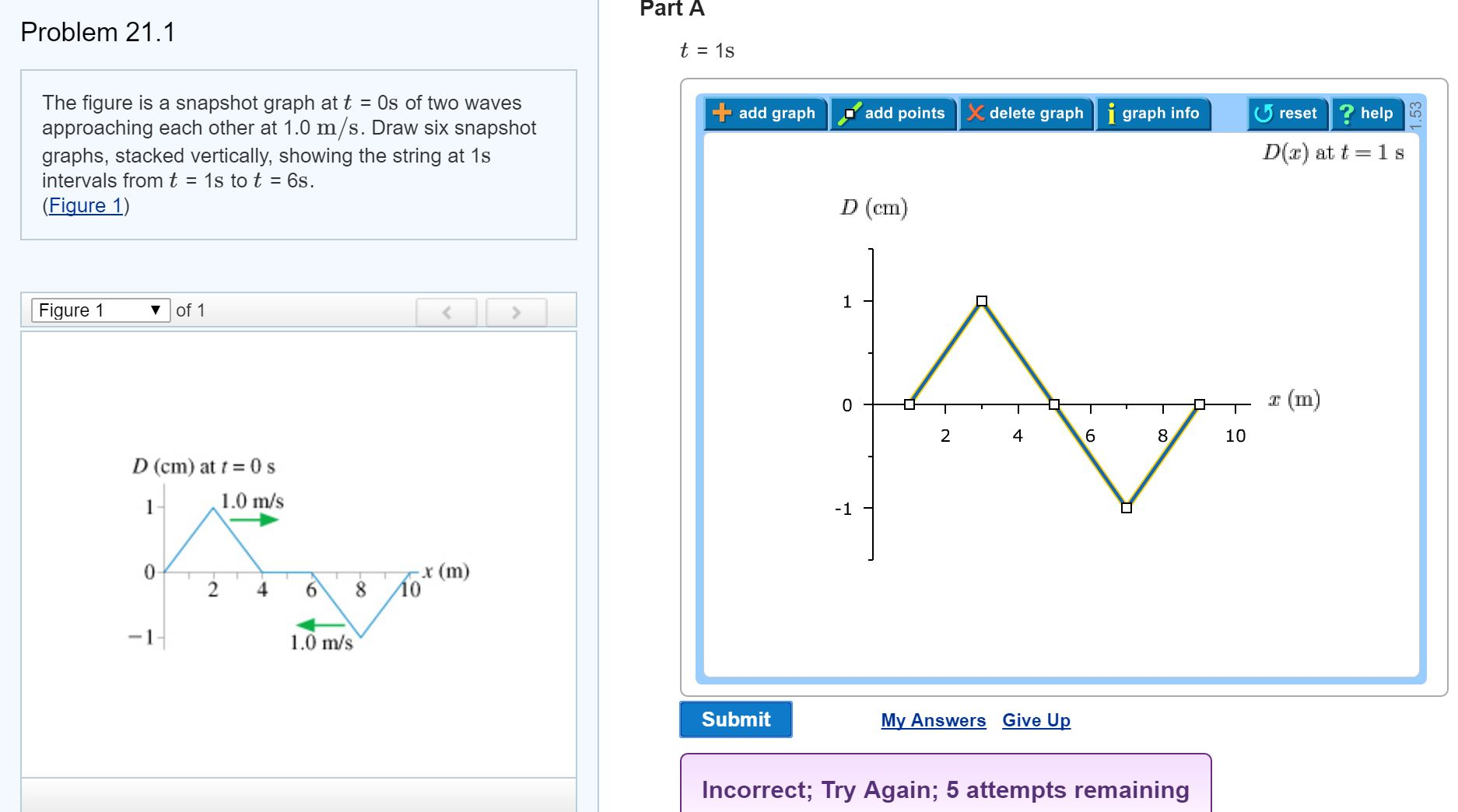 Solved The Figure Is A Snapshot Graph At T = 0s Of Two Wa...