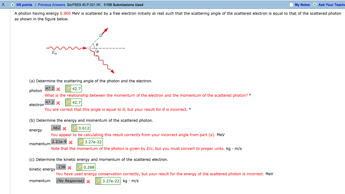 Solved A photon having energy 0.900 MeV is scattered by a | Chegg.com