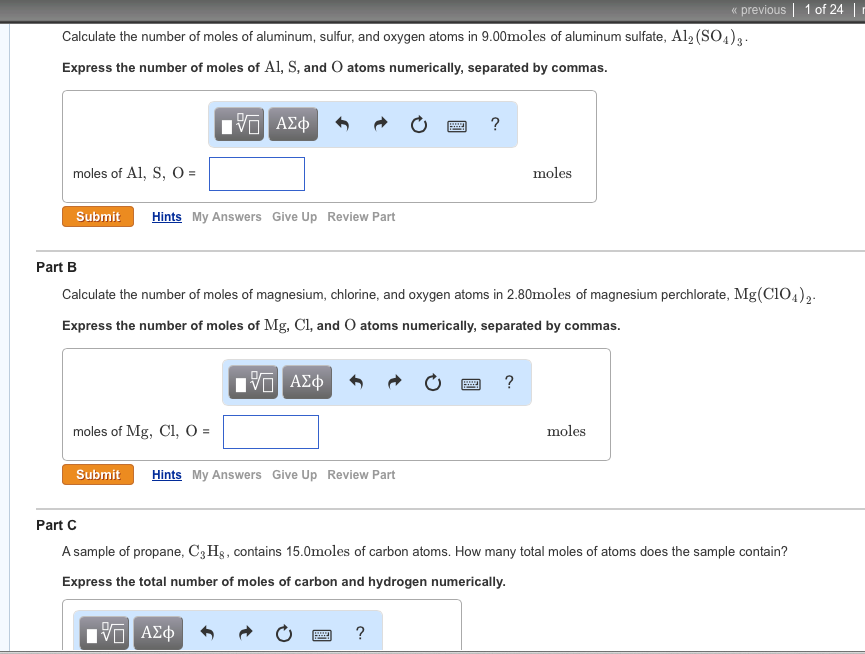 Solved Calculate The Number Of Moles Of Aluminum, Sulfur,...