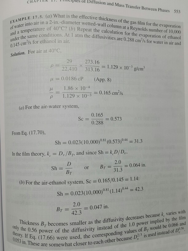 Question: Tpi of Siffusion CHAPTERT'.I IC and Mass Transfer Between Phases 553 , (a What is the effective t...