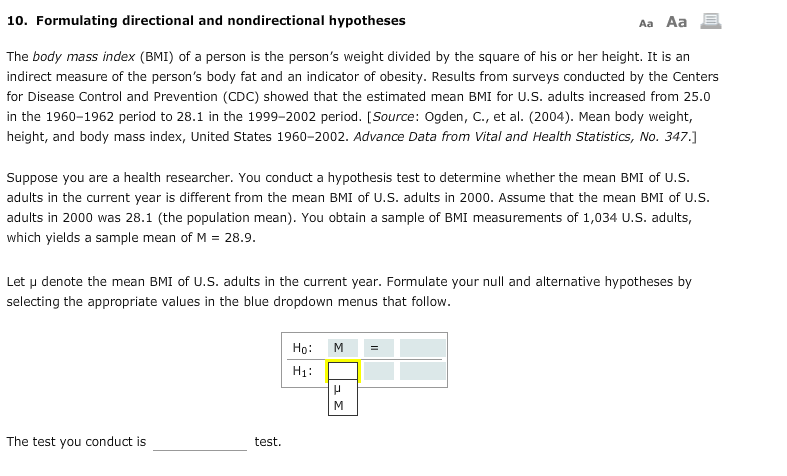 Solved 10. Formulating directional and nondirectional | Chegg.com