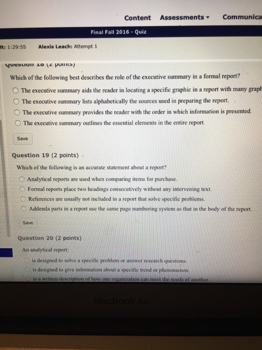 Write a 1 2 page executive summary answering the following questions picture