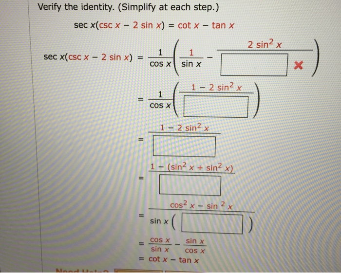 Solved Verify The Identity Simplify At Each Step Sec