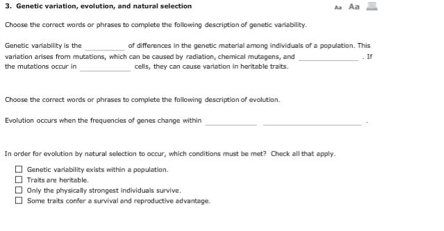 Solved 3. Genetic variation, evolution, and natural | Chegg.com