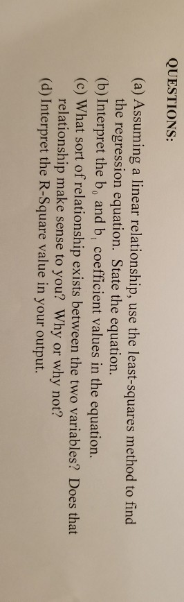 Question: QUANTITATIVE METHODS FOR MGT DECISIONS SIMPLE LINEAR REGRESSION REVIEW DSC 410, Spring 2016, FILE...