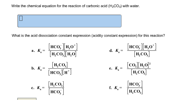 carbonic acid precipitate equation