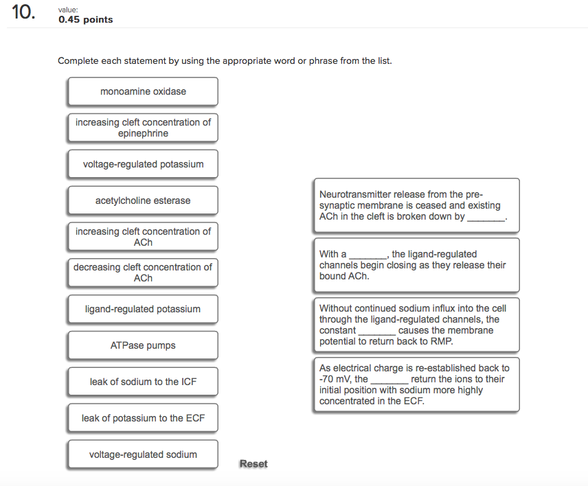 Question: Complete each statement by using the appropriate word or phrase from the list.