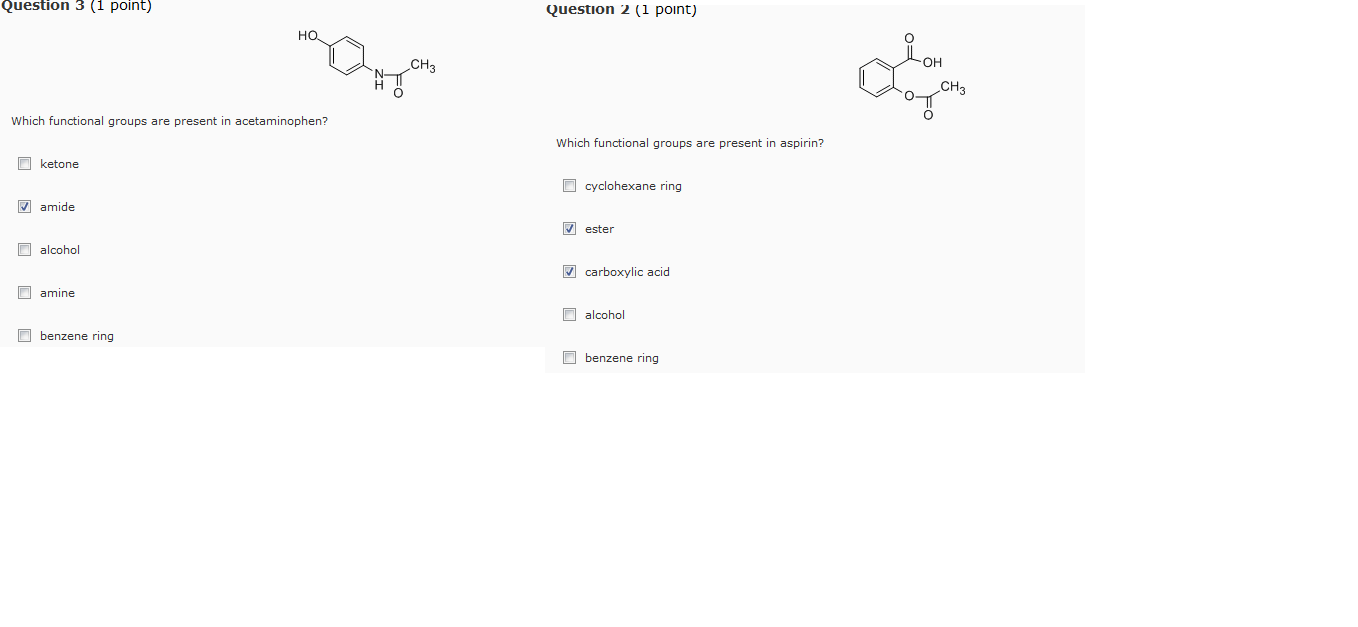 Solved Which Functional Groups Are Present In Acetaminoph...