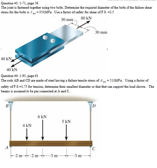 Solved The Joint Is Fastened Together Using Two Bolts. De...