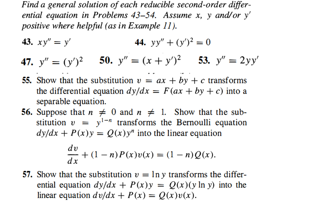 Question: Find a general solution of each reducible second-order differ- ential equation in Problems 43-54....