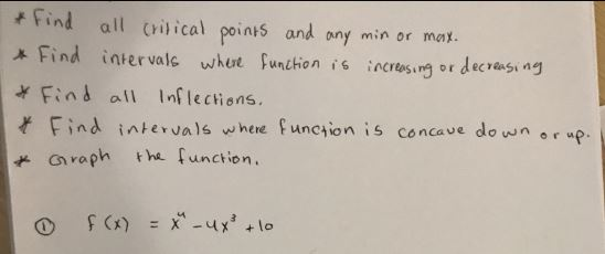 Question: And n Find intervals where function is increas ‘mor dec as‘ ag * Finb all nflecons. Find interval...