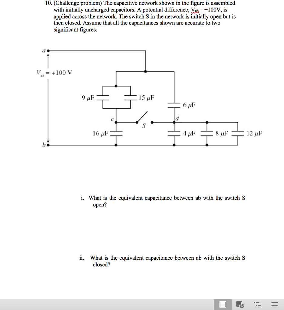 Solved The Capacitive Network Shown In The Figure Is Asse 4862