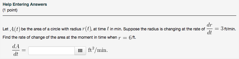 Solved Help Entering Answers Let A (t) be the area of a | Chegg.com