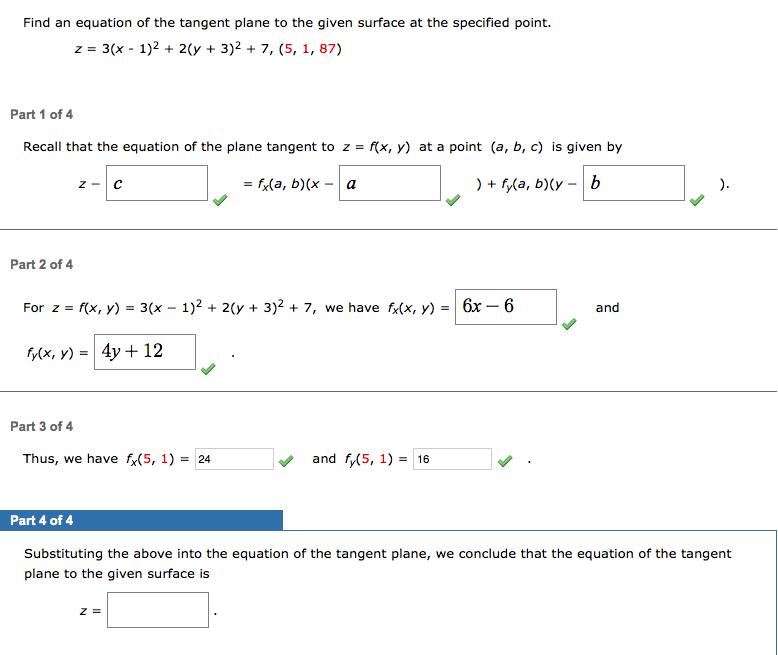 Solved Find An Equation Of The Tangent Plane To The Given 0435