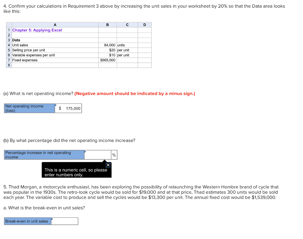worksheet Calculating Unit Price Worksheets solved 4 confirm your calculations in requirement 3 abov above by increasing the unit sales your