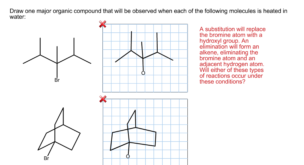 solved draw one major organic compound that will be obser elimination of bromine to form alkene