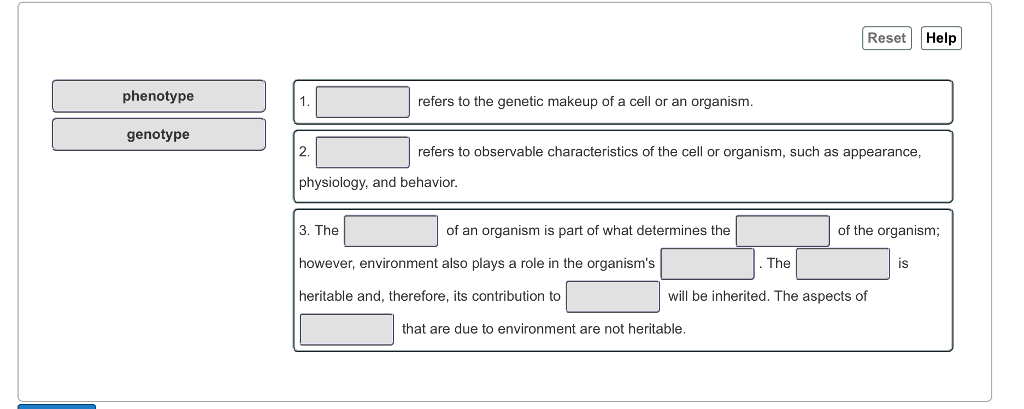 Question: Define the terms genotype and phenotype, andrelate them to one another.Drag the terms on the le...