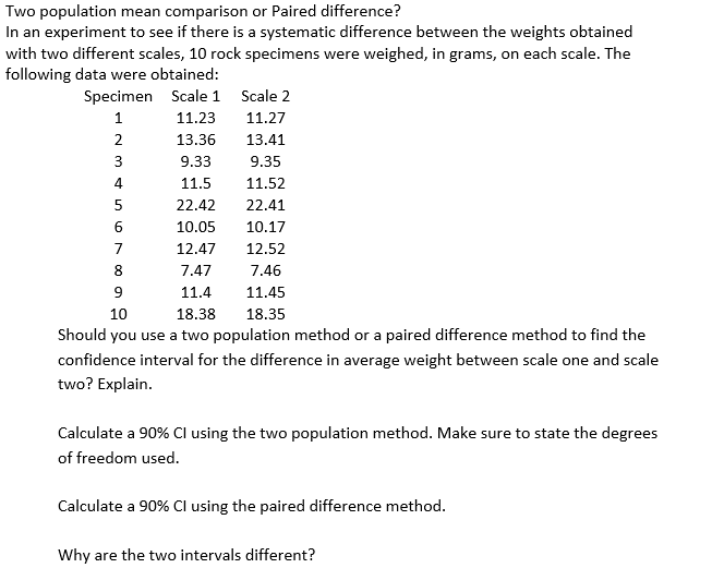 Question: Two population mean comparison or Paired difference? In an experiment to see if there is a system...