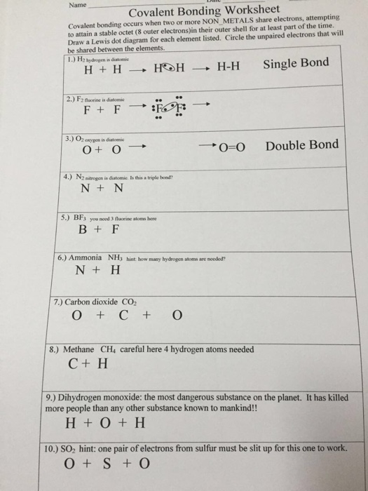 Worksheets Covalent Bonding Worksheet Answers bonding worksheet answers delibertad covalent delibertad