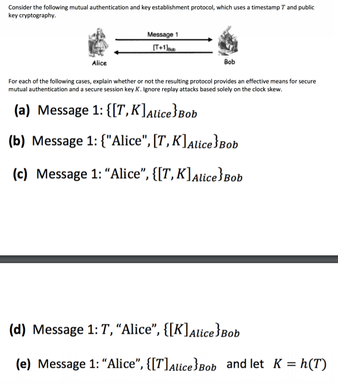 Solved Consider the following mutual authentication and key 