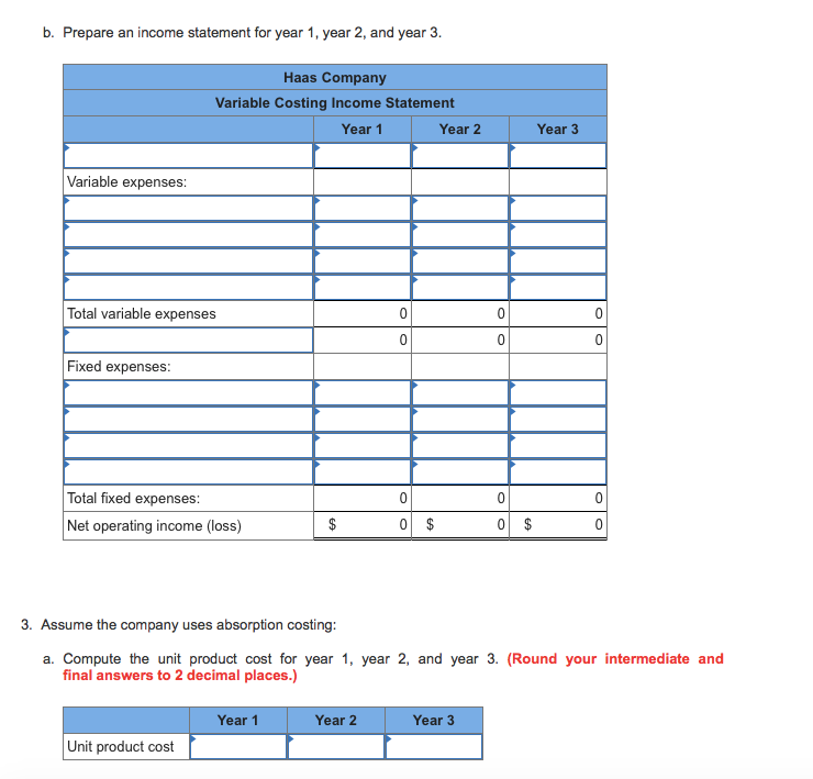 Question: Haas Company manufactures and sells one product. The following information pertains to each of th...