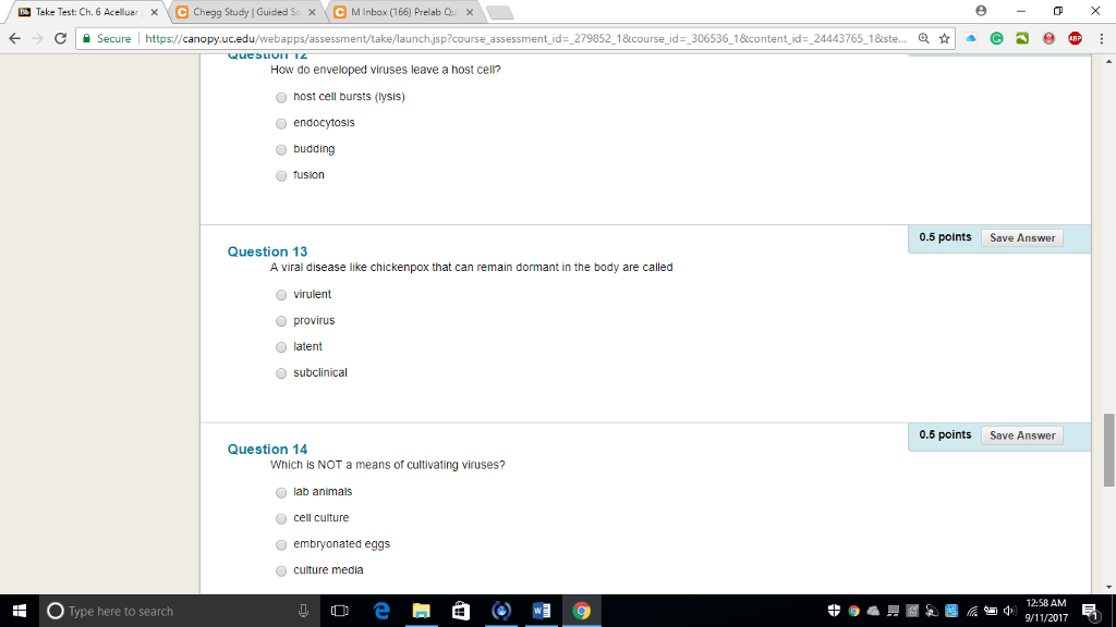 Question: Take Test: Ch. 6 Acelar / e Chegg Study | Guided S/X / e M inbox (166) Prelab Q.x x C secure http...