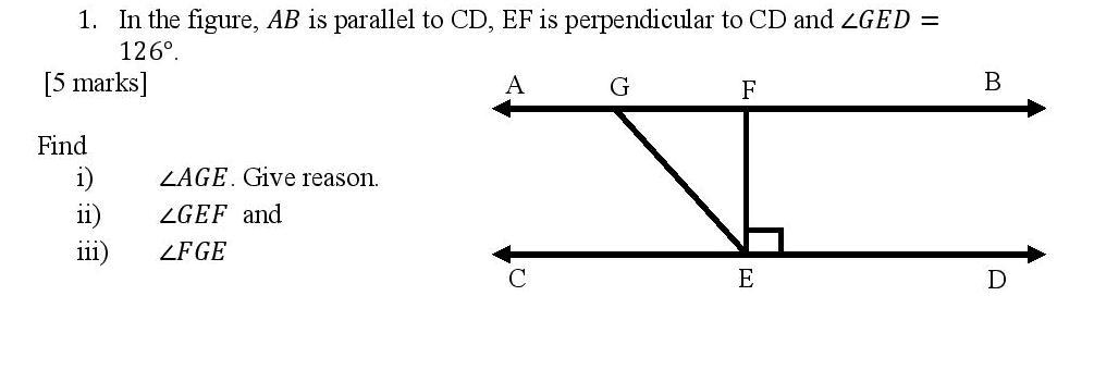 Solved 1 In The Figure Ab Is Parallel To Cd Ef Is Perp
