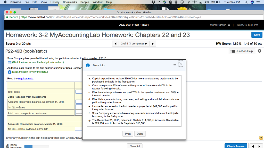 Question: I Chrome File Edit View History Bookmarks People Window Help 苓ィ O @ +9 *令못啦) 51%E, Tue 8:42 ...