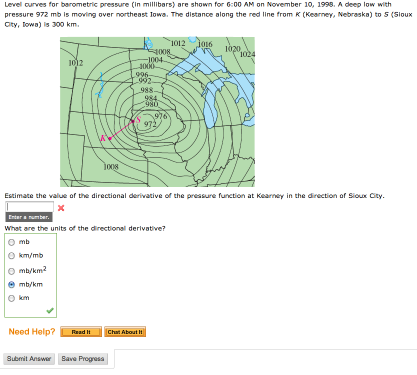 Solved Level Curves For Barometric Pressure (in Millibars...