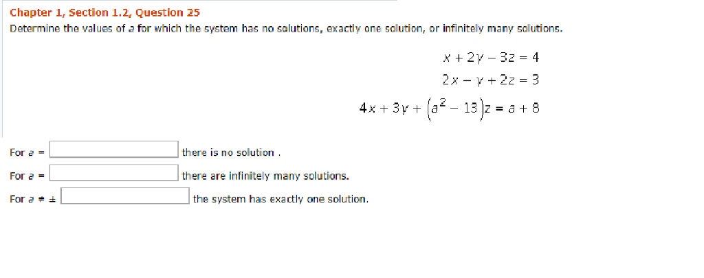 Solved Determine the values of for which the system has no | Chegg.com