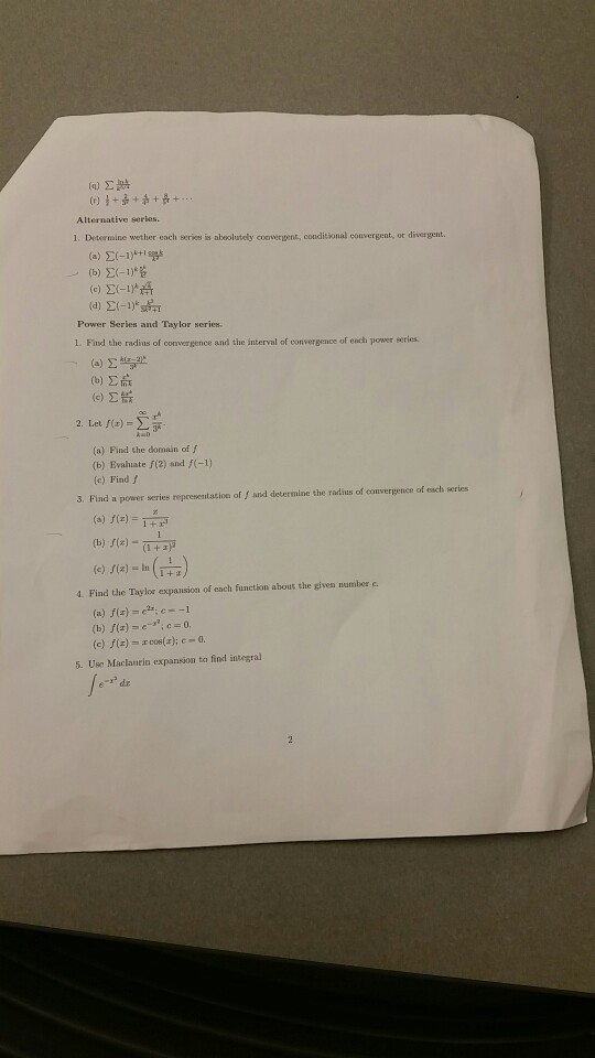 Question: Alternative series 1. Determine wether each series is abeolutely coevergent, conditional converge...