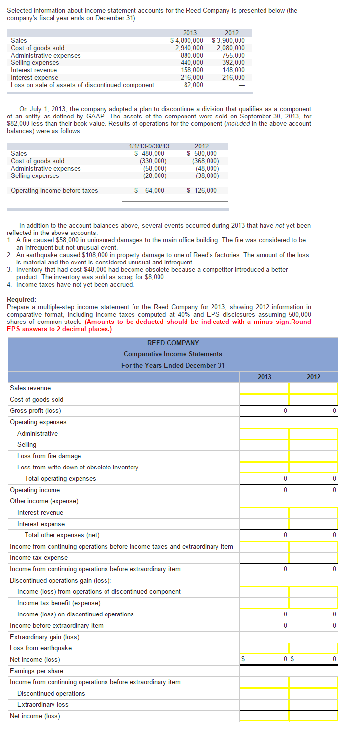 multiple step income statements
