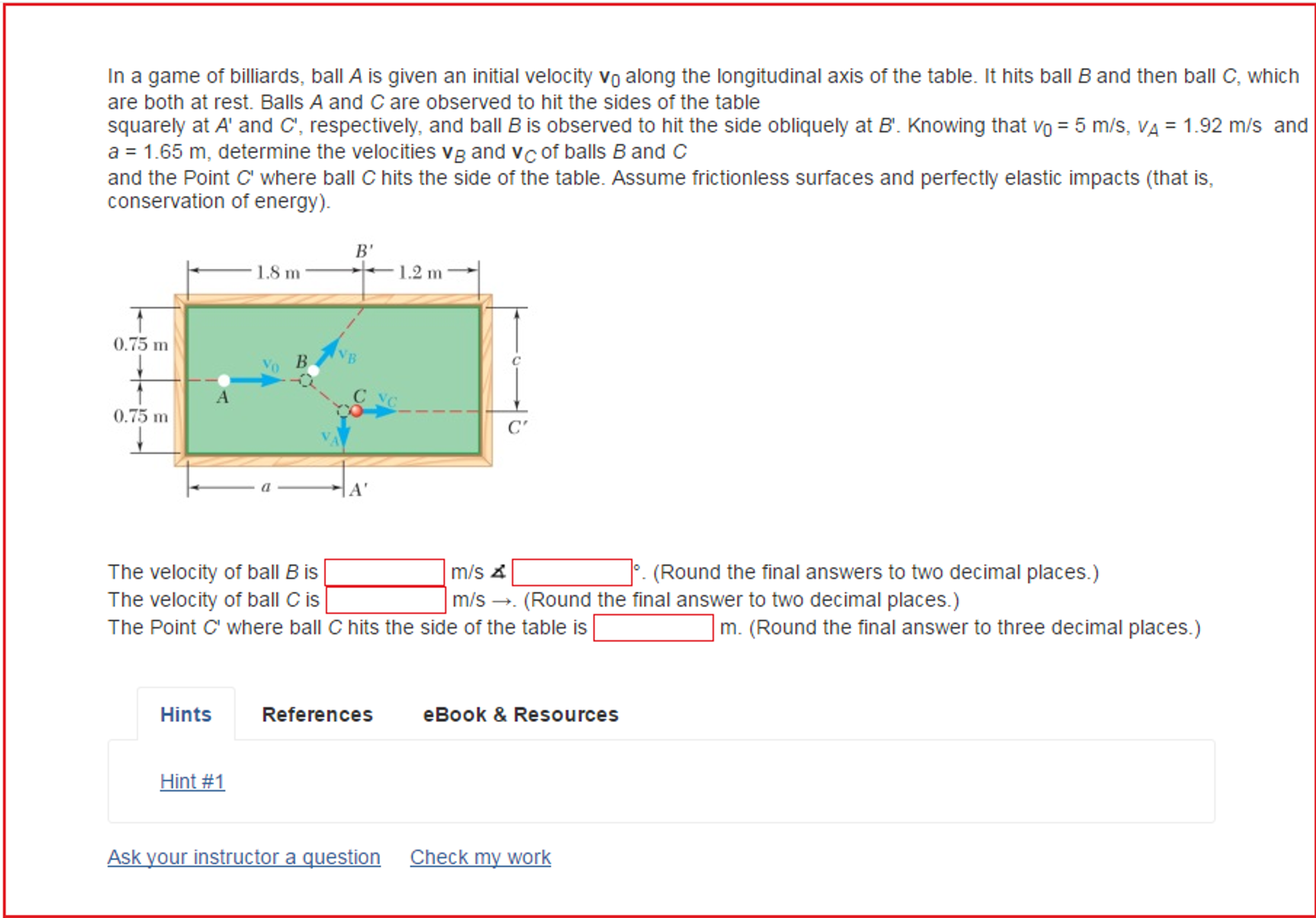 Solved In a game of billiards, ball A is given an initial | Chegg.com