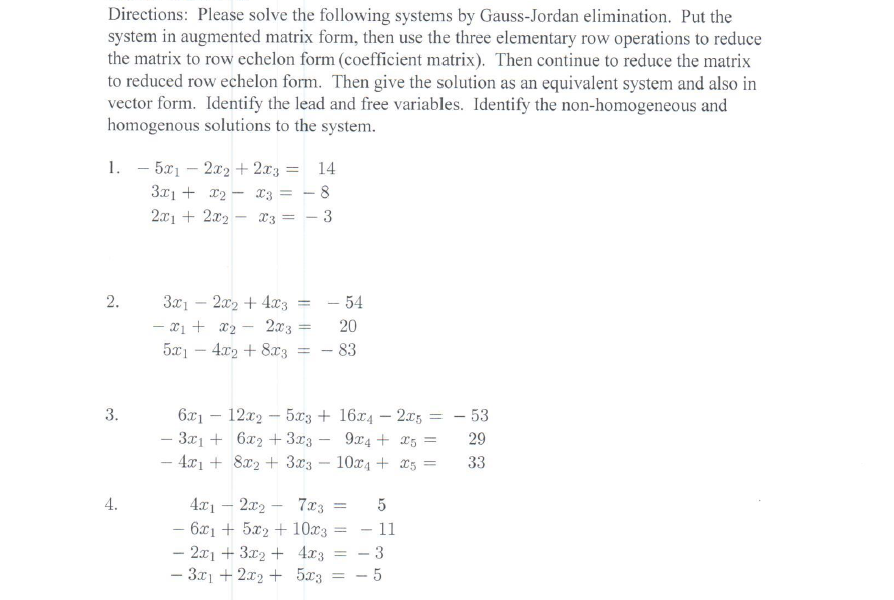 reduced form row f echelon The Solve Systems Directions: By Solved: Please Following
