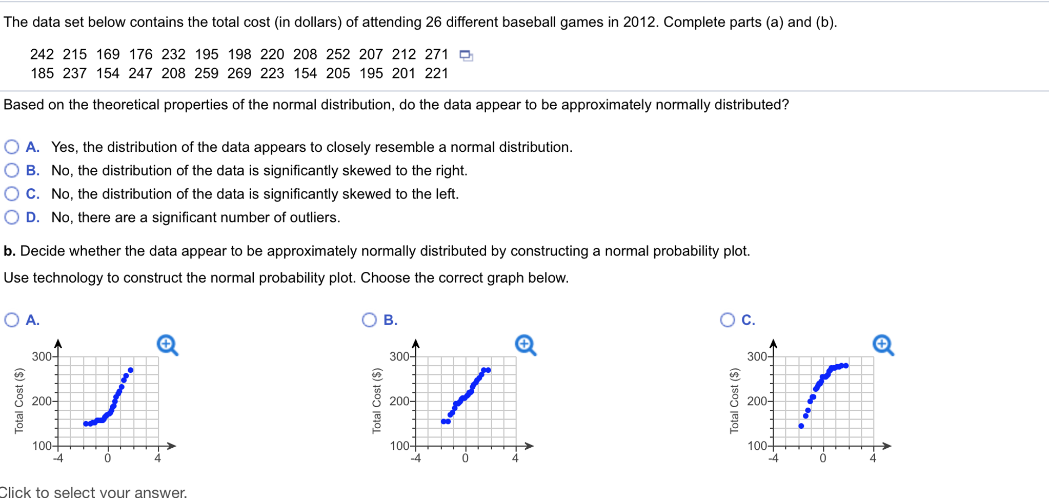 Solved The data set below contains the total cost (in | Chegg.com