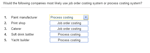 job order costing example companies