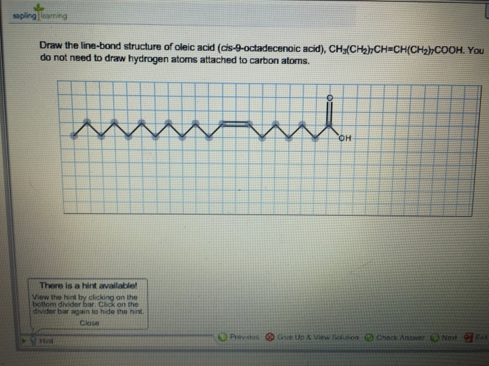 Solved Draw The Line Bond Structure Of Oleic Acid
