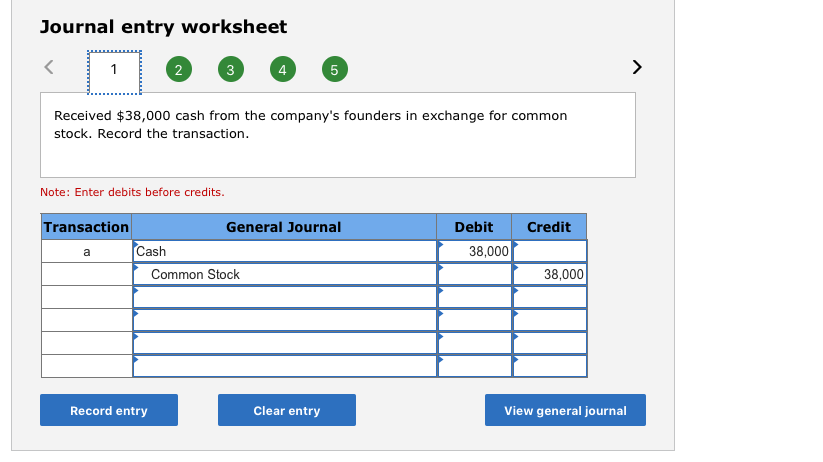 Solved Journal entry worksheet 2 4 Received $38,000 cash | Chegg.com