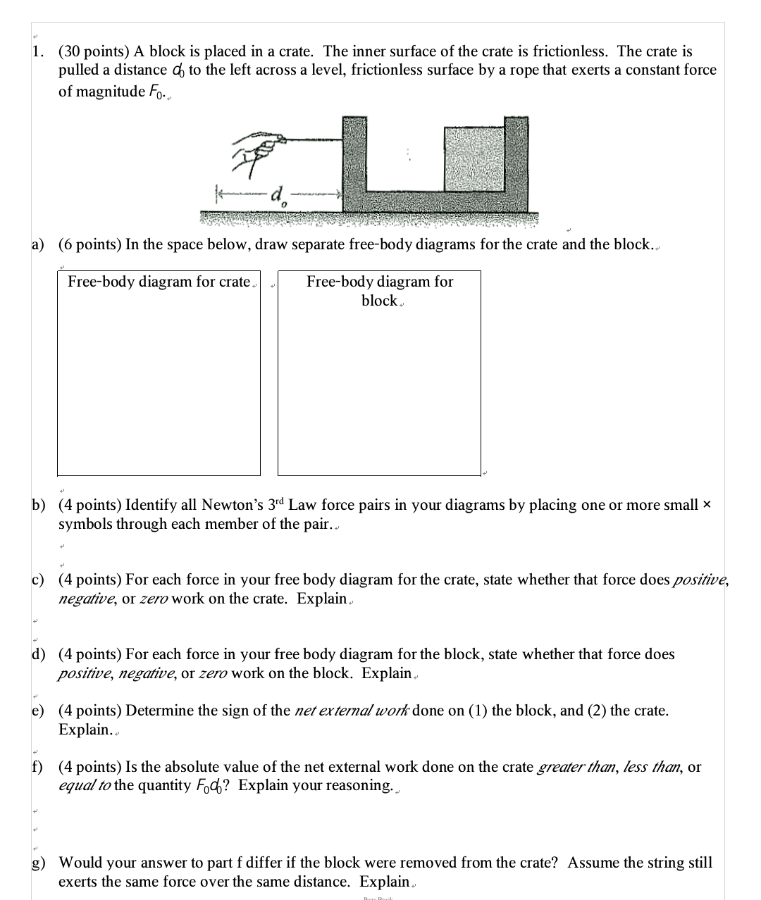 Solved A Block Is Placed In A Crate. The Inner Surface Of...