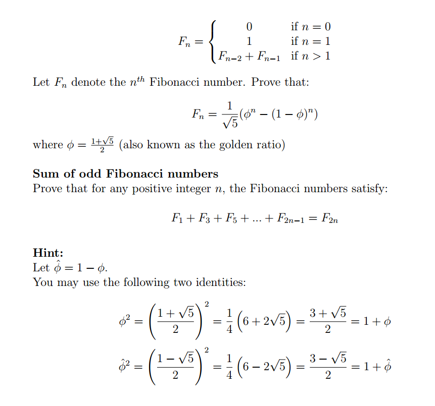 binet's fibonacci number formula