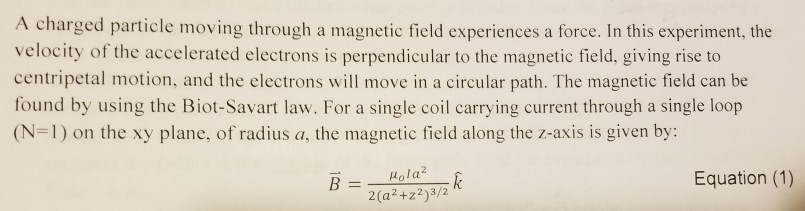 Question: Use the Biot-Savart law to derive equation 1. Show allyour work.