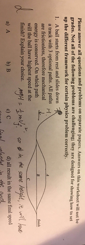 Question: Please answer all questions and problems on separate papers. Answers on this worksheet will not b...
