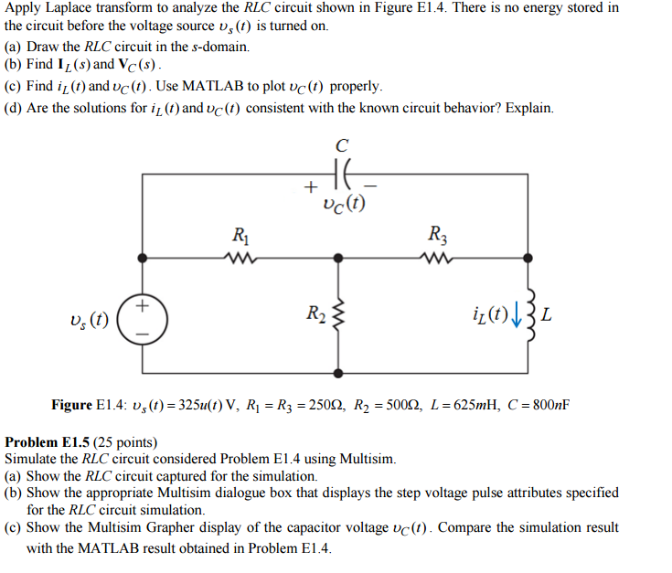 Solved Apply Laplace Transform To Analyze The RLC Circuit...