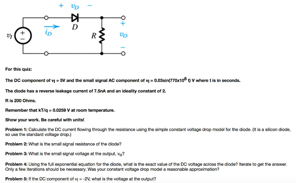 Solved For This Quiz The DC Component Of V_1 = 5V And Th...