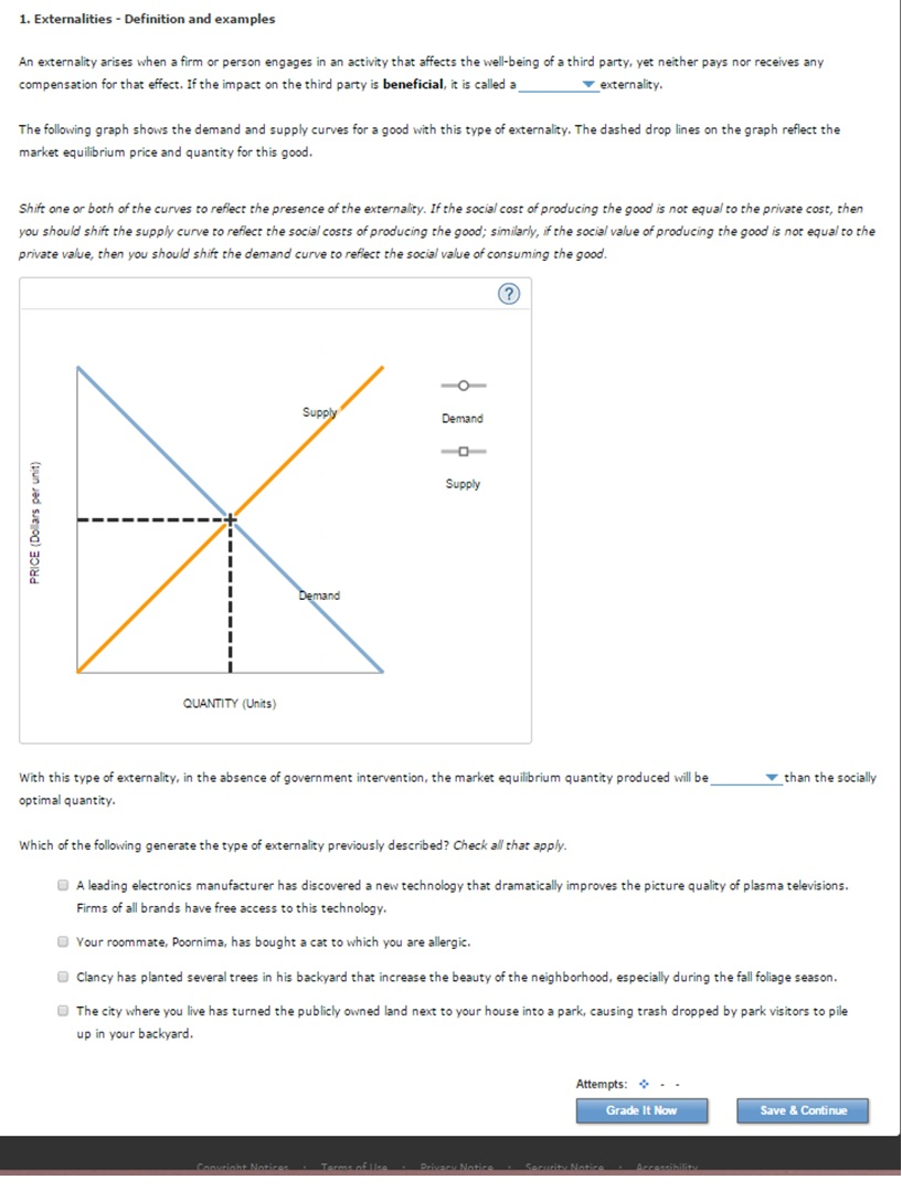 Solved 1 Externalities Definition And Examples An Exte Chegg