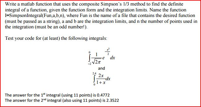 Definite integral matlab image