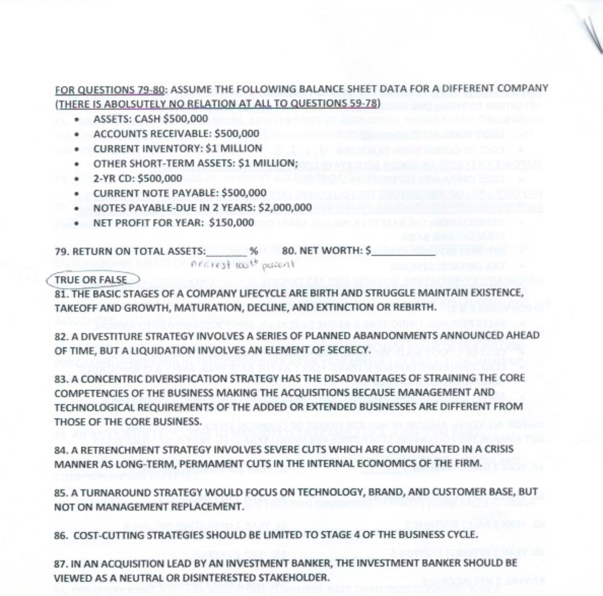 finance questions