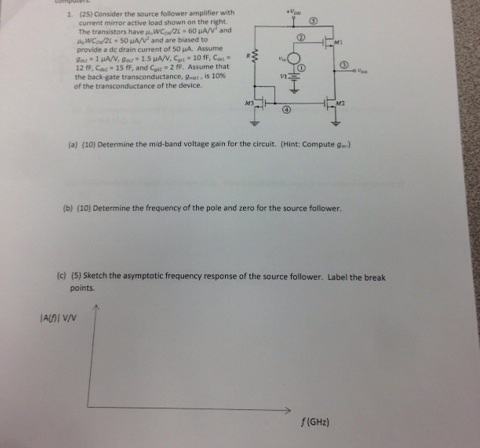 1. (25) consider the source follower amplifier with | Chegg.com